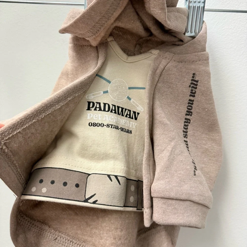 Disney Star Wars Pet Jedi Hooded Robe Sweater, Padawan Pet Academy, Tan | XS